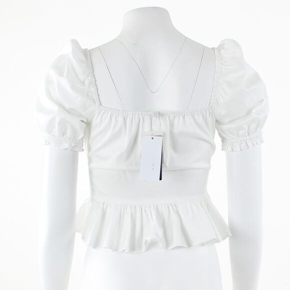 GUESS Womens Sweetheart-Neck Peplum Pure White - Picture 3 of 5